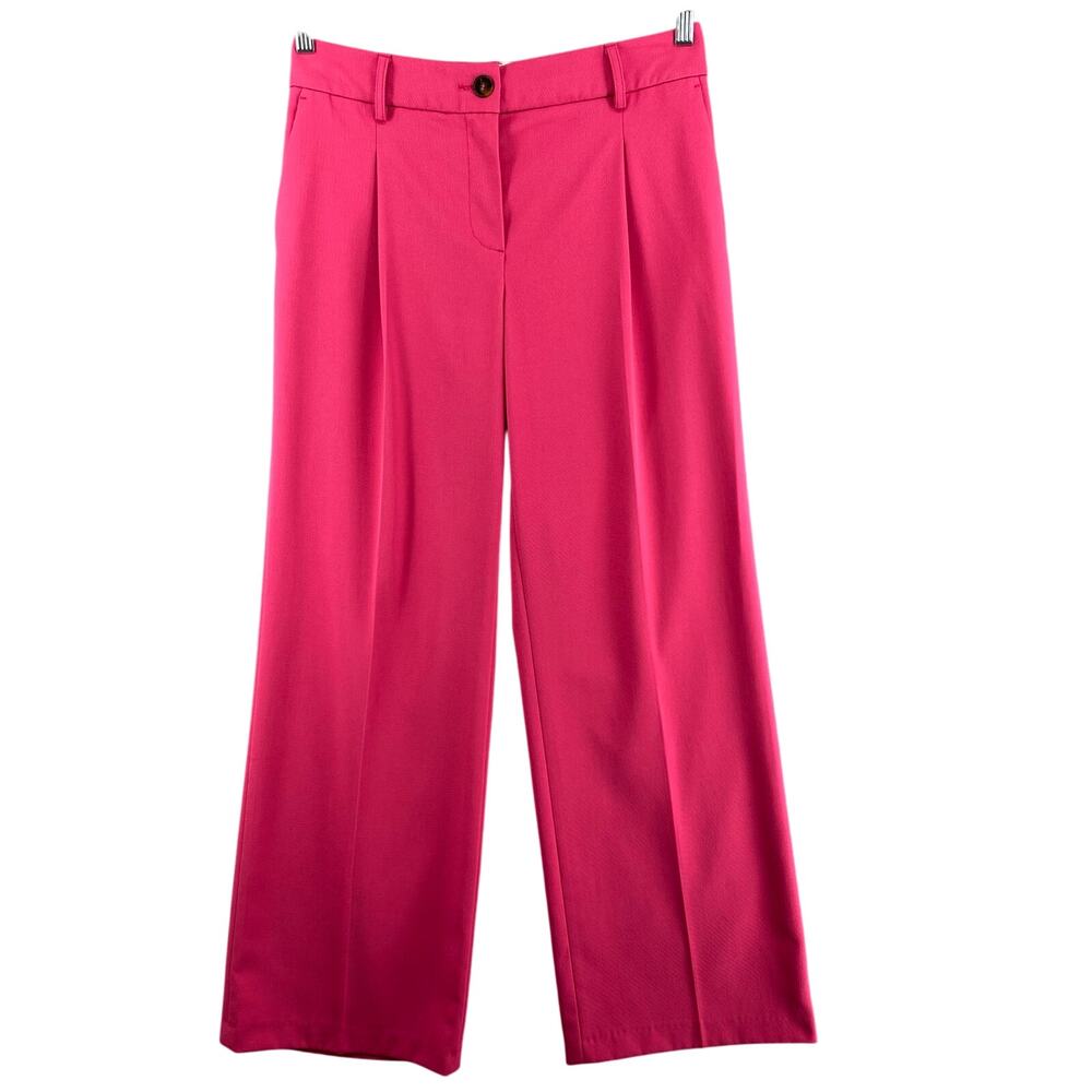 Sezane Pleat Front Wide Leg Trouser‎ Pants Womens 38 High Rise Long Chic Pockets